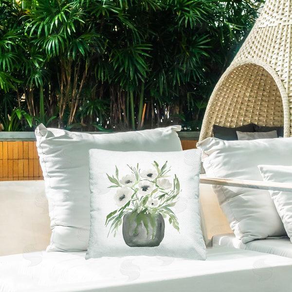 Stupell Industries Lucille Price | White Anemone Blooms Throw Pillow