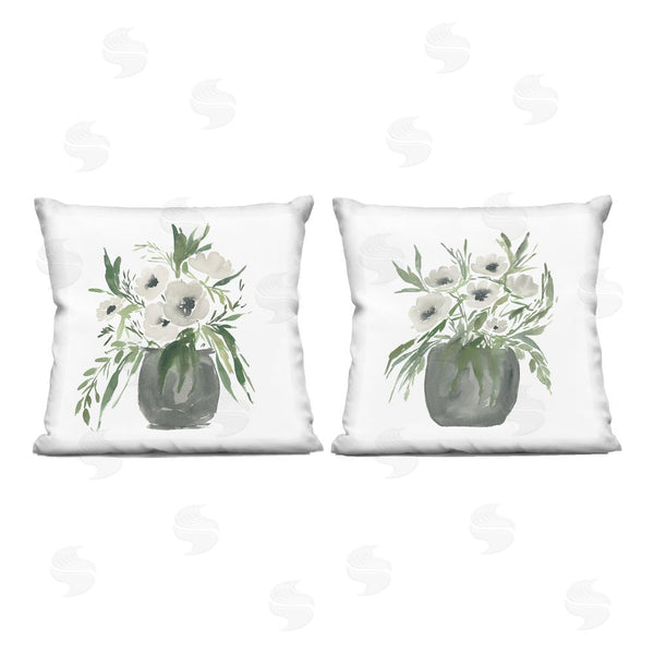 stupell industries Lucille Price | White Anemone Blossoms Throw Pillow