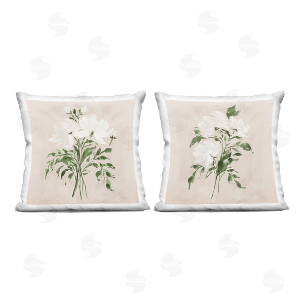 stupell industries Lucille Price | White Florals on Tan Throw Pillow