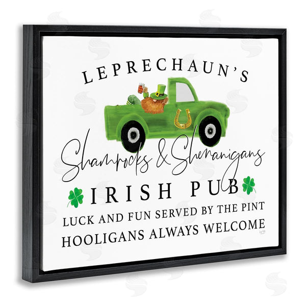 Stupell Industries Lux + Me Designs | Irish Pub Whimsical Leprechaun Green Shamrock Details Wall Art