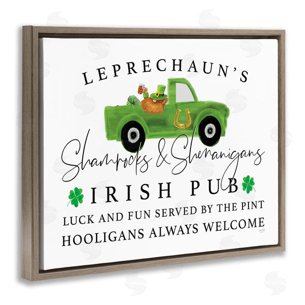 Stupell Industries Lux + Me Designs | Irish Pub Whimsical Leprechaun Green Shamrock Details Wall Art