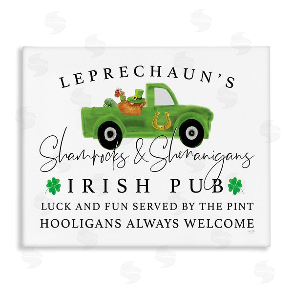 stupell industries Lux + Me Designs | Irish Pub Whimsical Leprechaun Green Shamrock Details Wall Art