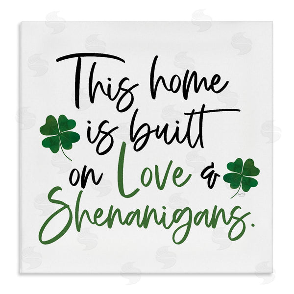 stupell industries Lux + Me Designs | Love & Shenanigans Lucky Green Clover Calligraphy Quote Wall Art