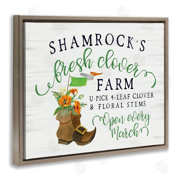 Stupell Industries Lux + Me Designs | Shamrock Clover Farm Typography Sign Grainy Pattern Wall Art