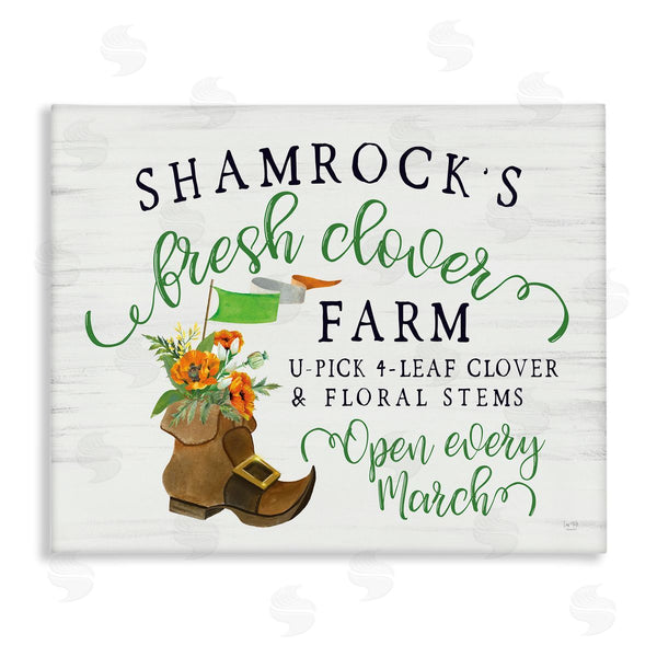 stupell industries Lux + Me Designs | Shamrock Clover Farm Typography Sign Grainy Pattern Wall Art