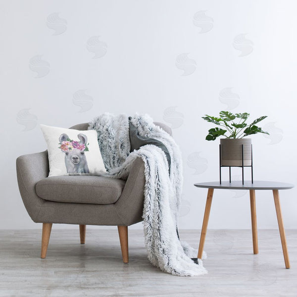 Stupell Industries MakeWells | Happy Llama Floral Crown Printed Throw Pillow