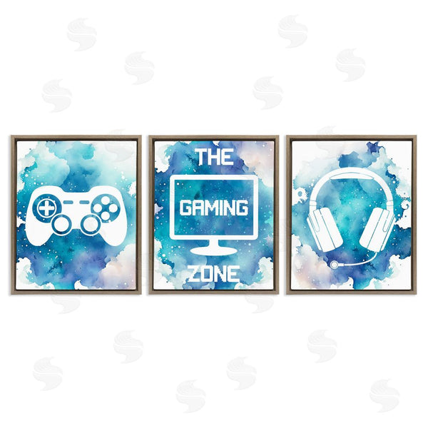 Stupell Industries Marcus Prime | Blue Gamer Splatters Wall Art