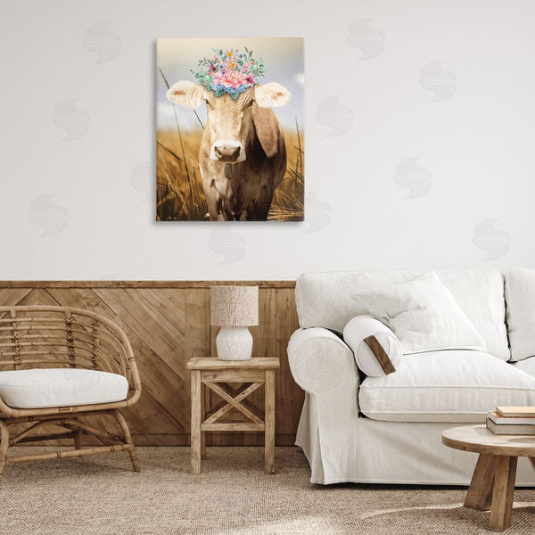 Stupell Industries Marcus Prime | Chatty Belle Cow With Florals Wall Art