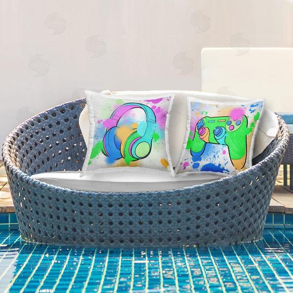 Stupell Industries Marcus Prime | Paint Splattered Gaming Printed Throw Pillow Set