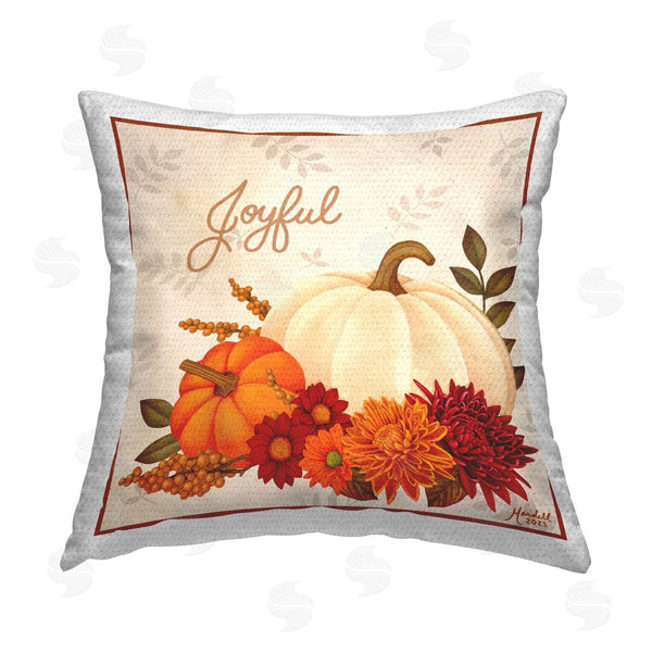 Stupell Industries Mardell Schuster | Joyful Floral Pumpkins Printed Throw Pillow