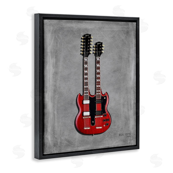 Stupell Industries Mark Rogan | Red Double Neck Guitar