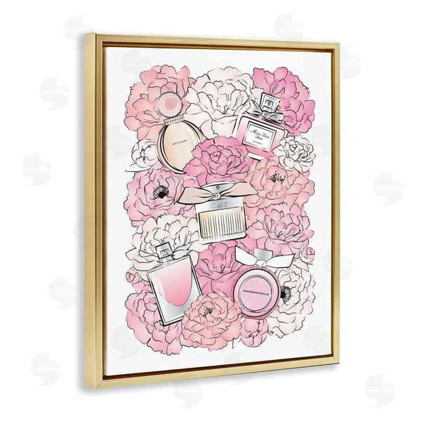 Stupell Industries Martina Pavlova | Pink Peonies And Fashion Bottles