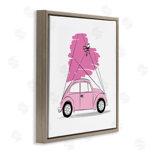 Stupell Industries Martina Pavlova | Trendy Pink Buggy Car Chic Wrapped Heart Wall Art