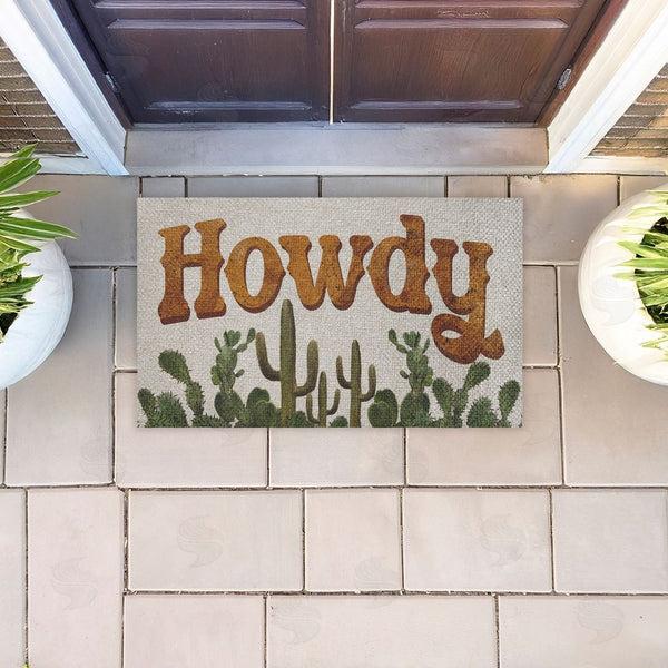 Stupell Industries Matthew Piotrowicz | Western Howdy With Cacti Faux Sisal Door Mat