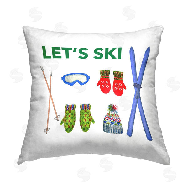 stupell industries Melissa Hyatt | Let's Ski on White Printed Throw Pillow