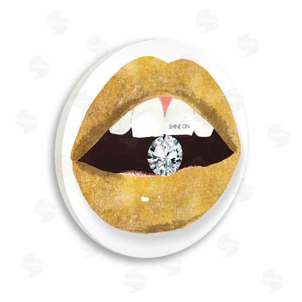 stupell industries Mercedes Lopez Charro | Shine On Gold Lips Wall Art