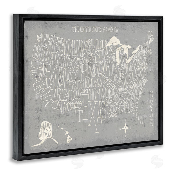 Stupell Industries Michael Mullan | Distressed US Map Typography