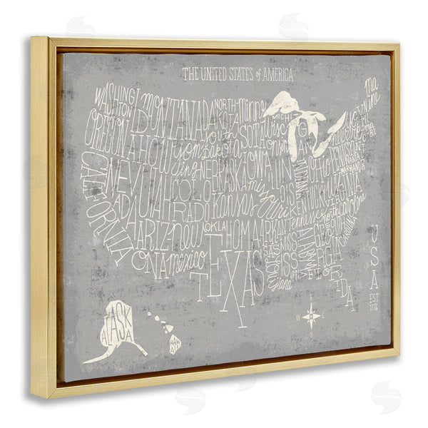 Stupell Industries Michael Mullan | Distressed US Map Typography