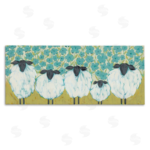 stupell industries Michele Norman | Sheep Family Blue Daisy Pattern Wall Art