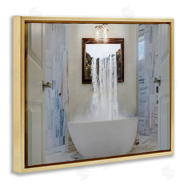 Stupell Industries Milli Villa | Waterfall Bathtub Bathroom Photograph