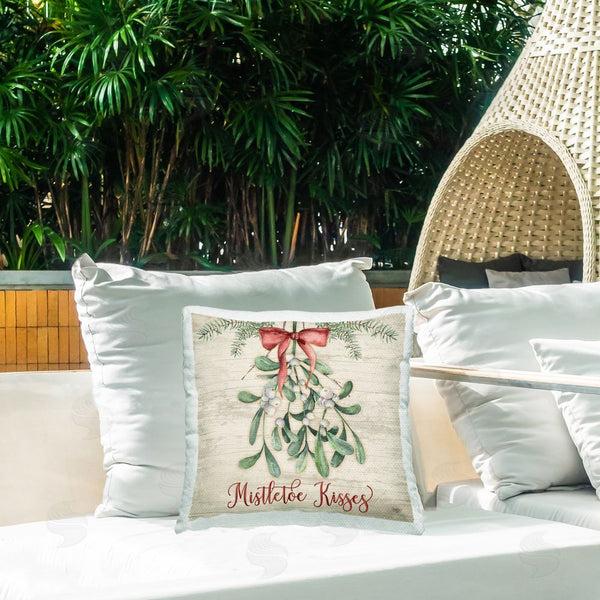 Stupell Industries Mollie B. | Rustic Mistletoe Kisses Printed Throw Pillow