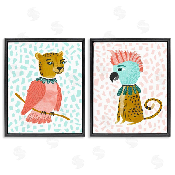 Stupell Industries Molly Fabiano | Cheetah Bird Playful Animal Mix Up Wall Art