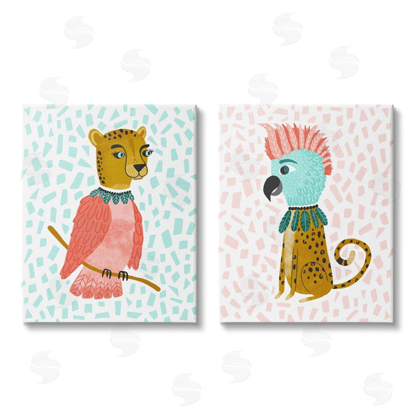 stupell industries Molly Fabiano | Cheetah Bird Playful Animal Mix Up Wall Art