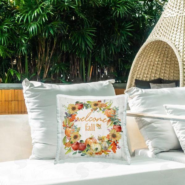 Stupell Industries Nan | Welcome Fall Pumpkin Wreath Printed Throw Pillow