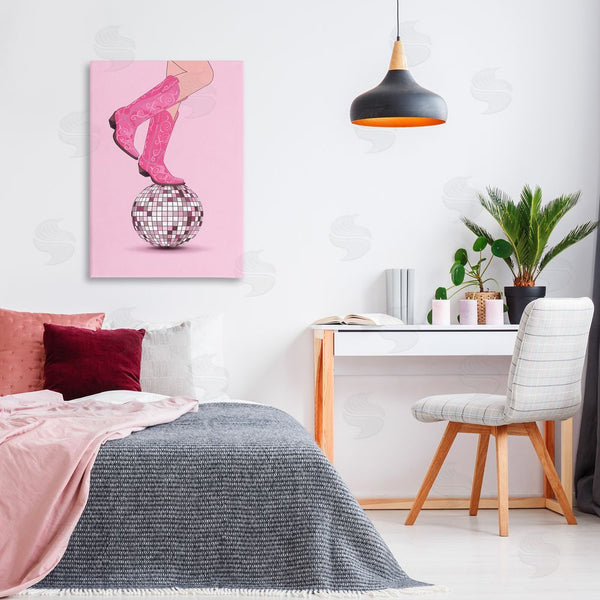 Stupell Industries Nataly White | Pink Cowgirl On Disco Ball Wall Art