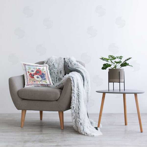 Stupell Industries Nicole DeCamp | Americana Poppy Bouquet Printed Throw Pillow