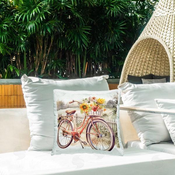 Stupell Industries Nicole DeCamp | Autumn Floral Bicycle Printed Throw Pillow