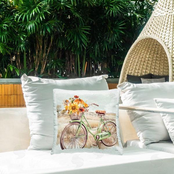 Stupell Industries Nicole DeCamp | Fall Florals Bicycle Printed Throw Pillow