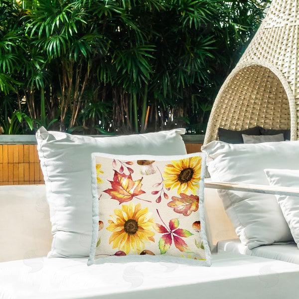 Stupell Industries Nicole DeCamp | Fall Mushroom Sunflowers Pattern Printed Throw Pillow