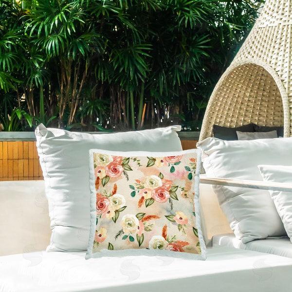Stupell Industries Nicole DeCamp | Pink Peony Blossom Pattern Printed Throw Pillow