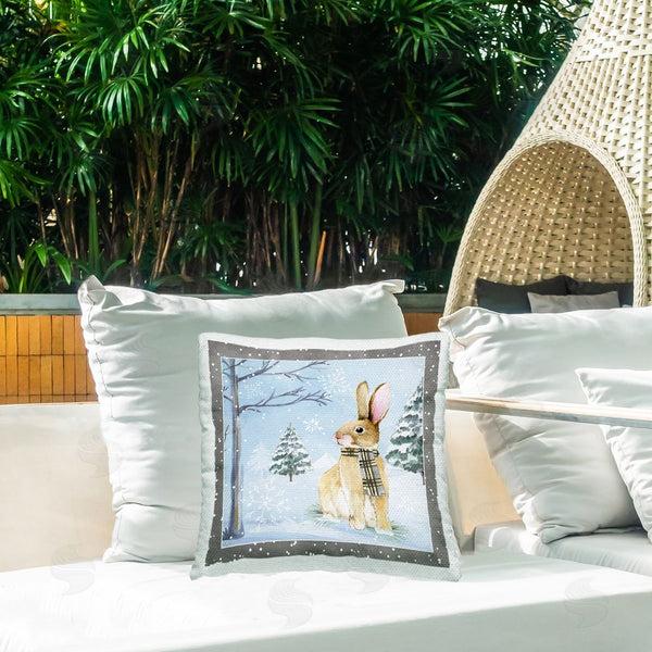 Stupell Industries Nicole DeCamp | Winter Woods Rabbit Snow Scene Printed Throw Pillow