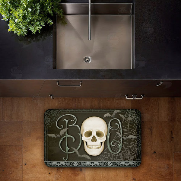 Stupell Industries Nicole Tamarin | Boo With Skulls & Bats Anti-Fatigue Mat