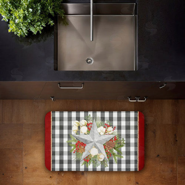 Stupell Industries Nicole Tamarin | Gingham & Floral Star Shape Anti-Fatigue Mat