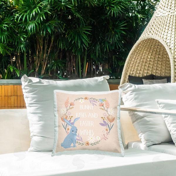Stupell Industries Nina Blue | Bunny Kisses Easter Wishes Printed Throw Pillow