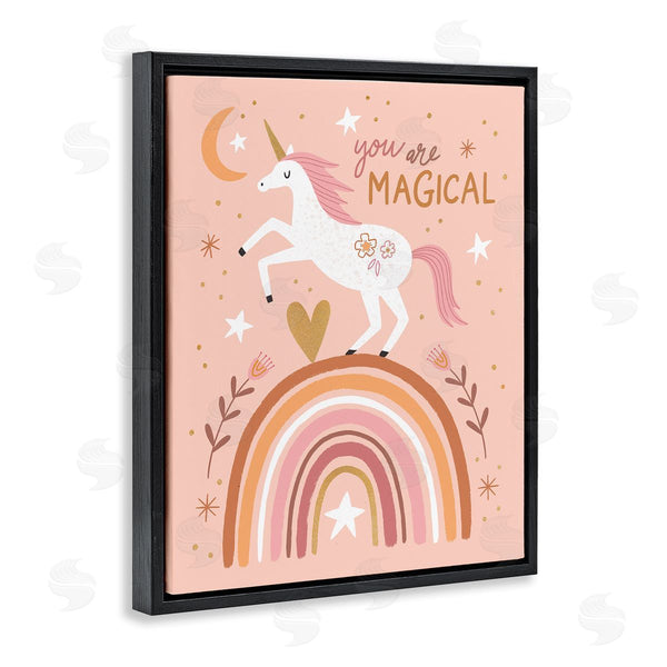 Stupell Industries Nina Seven | You Are Magical Inspirational Pink Unicorn Rainbow Wall Art