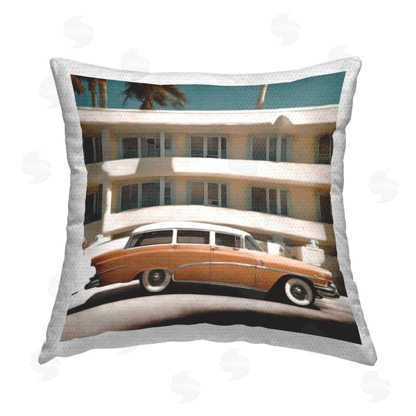 Stupell Industries Noah Bay | Antique Car In Miami Printed Throw Pillow
