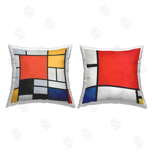 stupell industries one1000paintings | Piet Mondrian Classic Geometric Squares Printed Throw Pillow Set