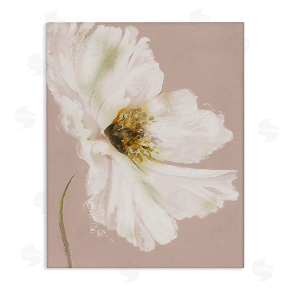 stupell industries Patricia Pinto | Abstract White Petal Flower Expressive Flower Beige Green Wall Art