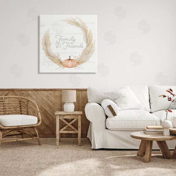 Stupell Industries Patricia Pinto | Family & Friends Autumn Farmhouse Wheat Pumpkin Wreath Wall Art