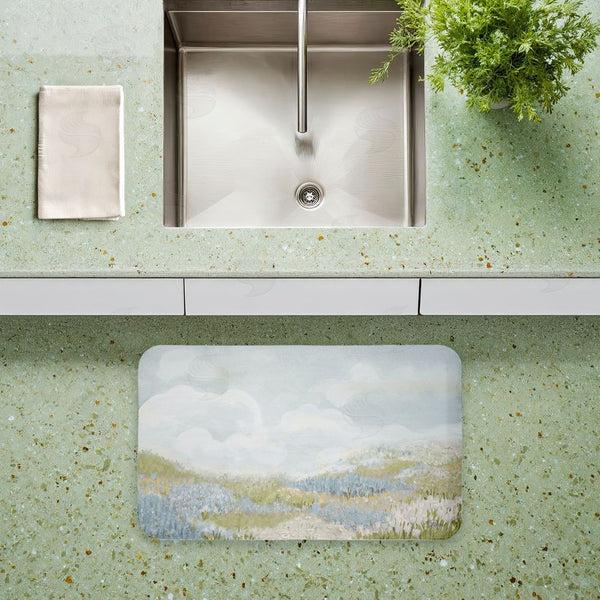 Stupell Industries Patricia Pinto | Subtle Blue Floral Meadow Anti-Fatigue Mat