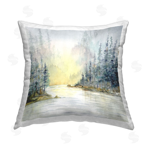 stupell industries Patti Bishop | Winter Woodland Scene Printed Throw Pillow
