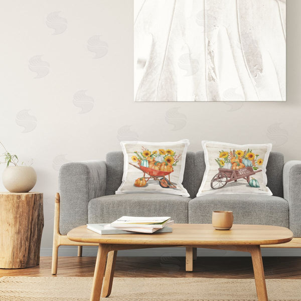 stupell industries Paul Brent | Fall Harvest Wagons Printed Throw Pillow Set
