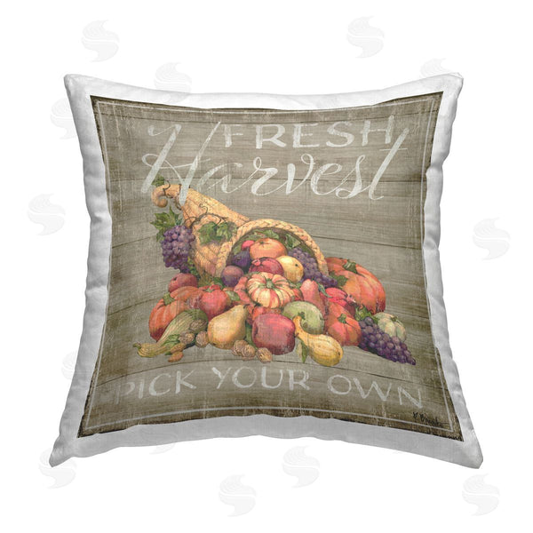 stupell industries Paul Brent | Fresh Harvest Cornucopia Printed Throw Pillow