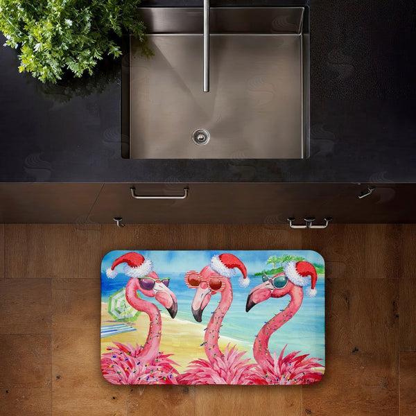 Stupell Industries Paul Brent | Holiday Flamingo Girlfriends Anti-Fatigue Mat