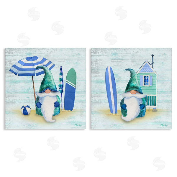 stupell industries Paul Brent | Nautical Gnomes Beach Surfboards Wall Art