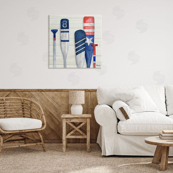 Stupell Industries Paul Brent | Port Oars Rustic Americana Patterns Wall Art